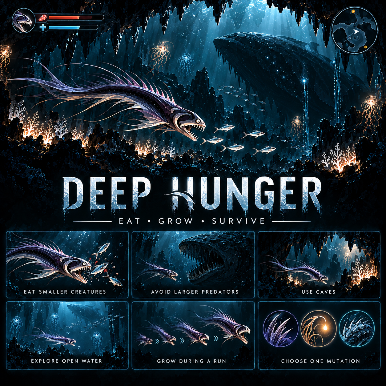 A Deep Hunger látványterve a vadászatról, ragadozókról, barlangokról és mutációkról